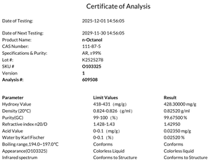 N-Octanol CAS111-87-5, Material de Síntesis, Intermedios, Líquido de Alta Pureza, 1 kg - Product Image 2