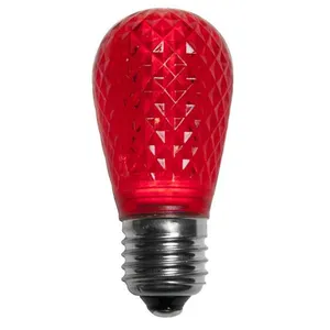 工厂批发散装可更换灯泡S14圣诞改装灯红色刻面塑料外壳