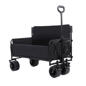 Camping Cart Four-Wheel <b>Foldable</b> Telescopic Handle Swivel Wheels Metal Frame 300 Lb Capacity Outdoor Portable Shopping <b>Trolley</b> - Product Image 1