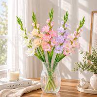 Bunga Gladiolus Buatan dari Kain Sutra dengan Sentuhan Nyata, Tangkai Bunga Palsu untuk Dekorasi Rumah dan Pernikahan