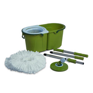 Mopa de Limpieza Mágica de 360 Grados con <span class=keywords><strong>Dos</strong></span> Cubos, Fácil de Girar, Palo de Acero Inoxidable, Cabezal de Mopa de Plástico y Acero Inoxidable, en Caja - Product Image 1