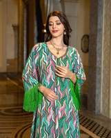 Haute qualité femmes musulmanes robe à manches longues imprimé arabe marocain Caftan robe glands grande taille afrique caftans robes