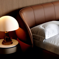 Cadre de lit en cuir minimaliste italien, lit rembourré moderne de luxe avec tête de lit incurvée, meubles de taille king pour la maison et l'hôtel