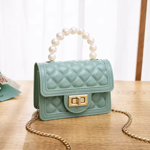 Cute wallet wholesale small handbag pearl chain children's jelly <b>mini</b> women's bag tote bag - Product Image 1