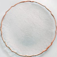 Assiette de présentation en verre Ohere avec bordure en dentelle, bordure dorée, bordure argentée, transparente, écologique, 13 pouces, mariage, fête, hôtel