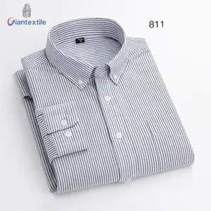 RTS vente en gros, chemise homme personnalisée 100% BCI coton Oxford 17 couleurs Options col montant manches longues chemise décontractée homme