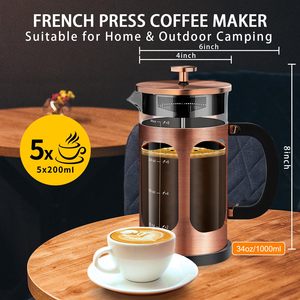 Offre Spéciale – Cafetière à piston grande capacité 1000 ml en acier inoxydable 304 - Product Image 6