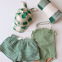 2025 printemps été nouvelle série enfants à manches longues maillot de bain une pièce filles bretelles fendu maillot de bain garçons shorts de plage