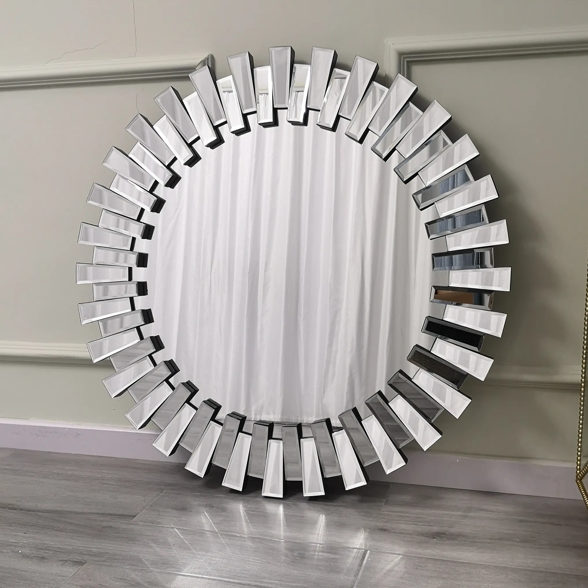 En gros de haute qualité moderne en forme de soleil mosaïque miroir mural rond