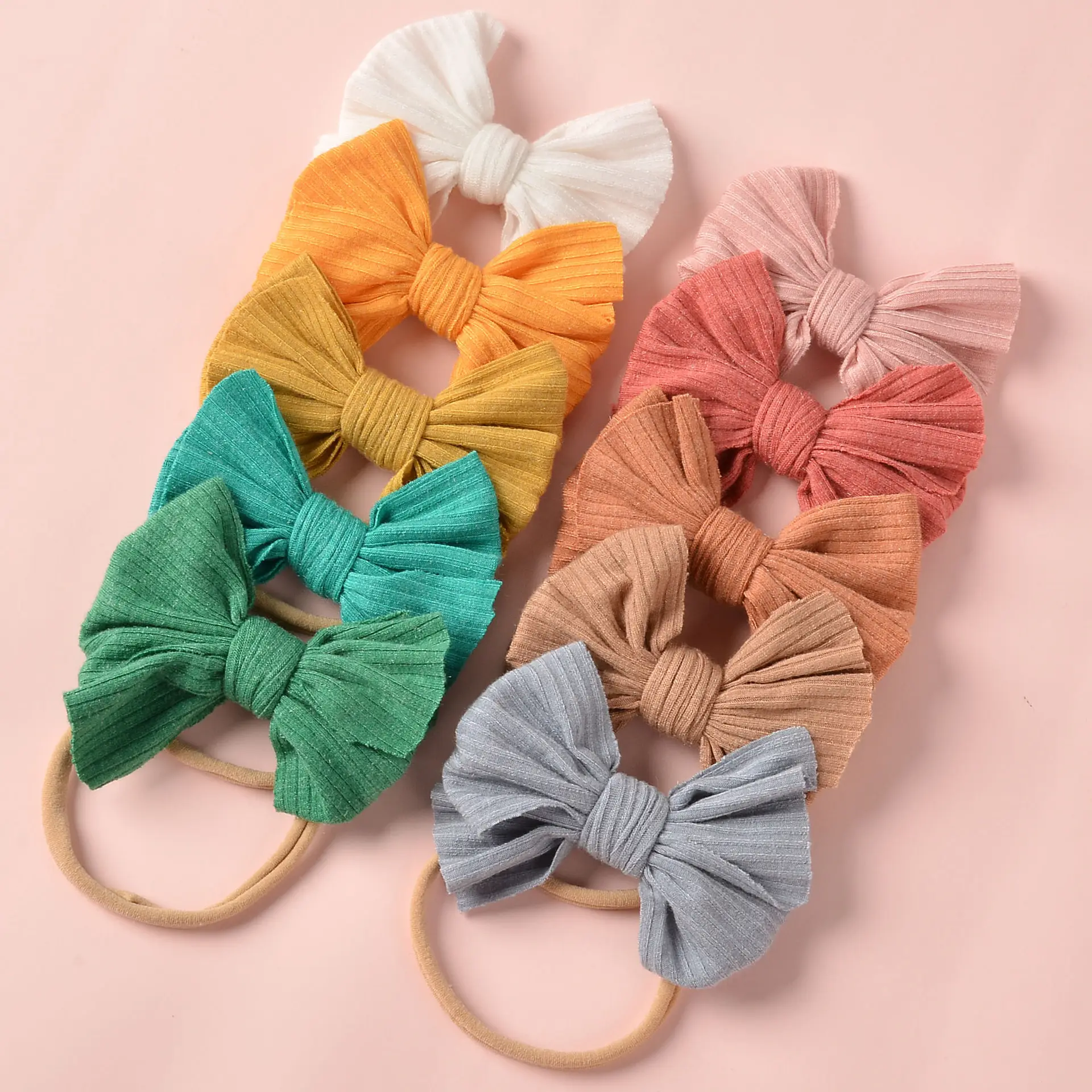 Accessori per capelli ecologici per bambini fasce elastiche per capelli con fiocco in tinta unita fasce per capelli in Nylon per neonati cravatte per bambini 2022