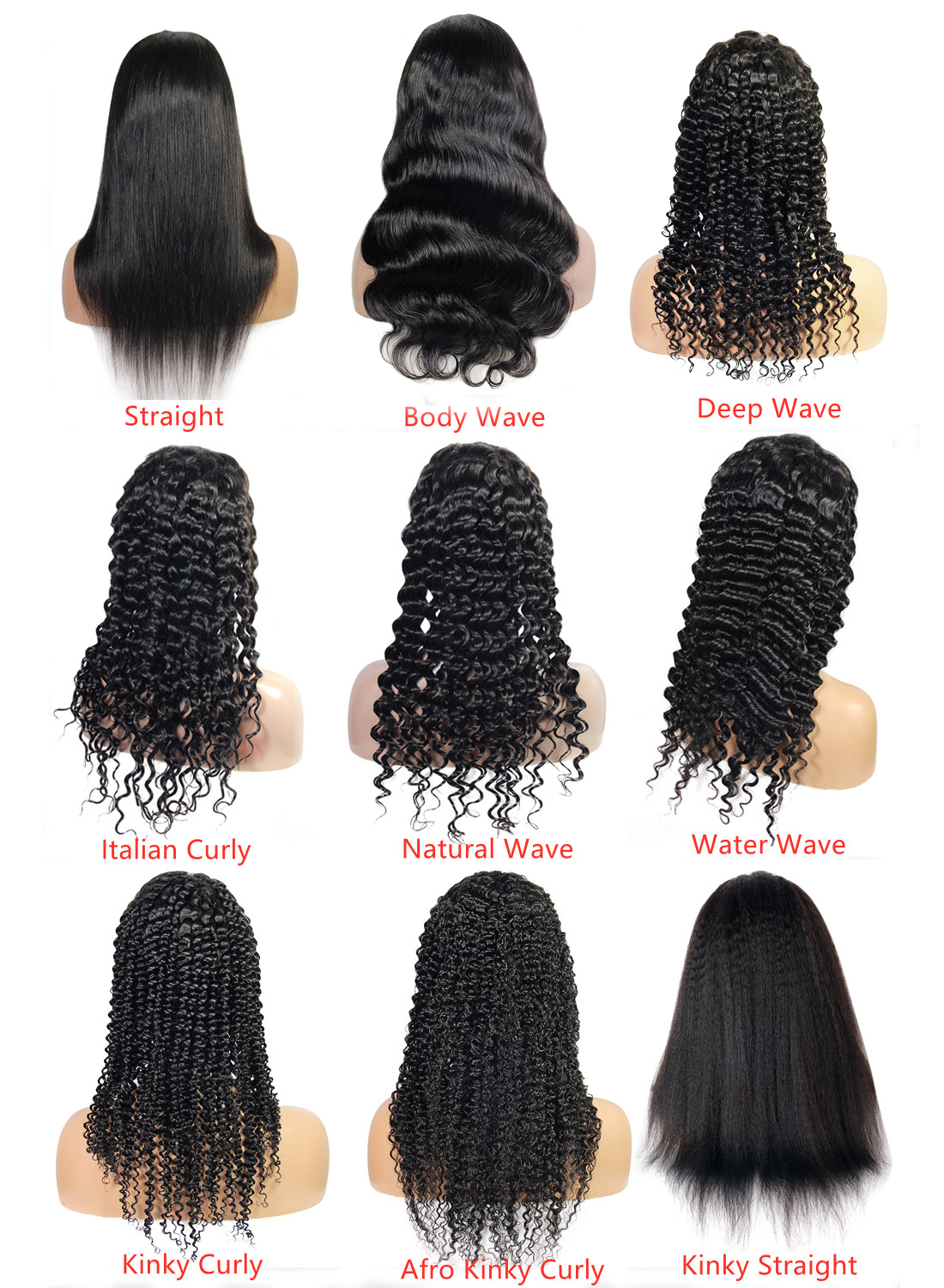 Perruque noire naturelle