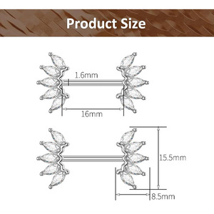 Set di 5 Paia di Anelli per Capezzoli in Acciaio Chirurgico 316L con Zirconi Trasparenti, <span class=keywords><strong>Gioielli</strong></span> per <span class=keywords><strong>Piercing</strong></span> ai Capezzoli da Donna, 14G, Regalo di <span class=keywords><strong>Gioielli</strong></span> per Capezzoli in Oro - Product Image 5