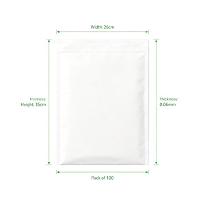 Bolsa de Embalaje con Cierre Hermético de Aluminio Blanco 26 x 35 cm, Bolsa Reutilizable para Almacenamiento de Alimentos, Logotipo Personalizado - Product Image 1