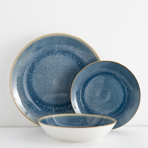 Vente en gros d'assiettes rondes en céramique imprimées de marque connue Vaisselle élégante pour restaurants Usage domestique Ensembles de vaisselle de qualité supérieure - Product Image 5