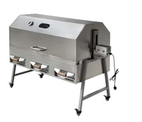 Grande rôtissoire à gaz et charbon de bois robuste pour grillades de porc et agneau entiers