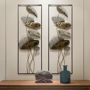 Retro creative lotus leaf design metal handmade for farmhouse dining room bedroom hallway wall hanging