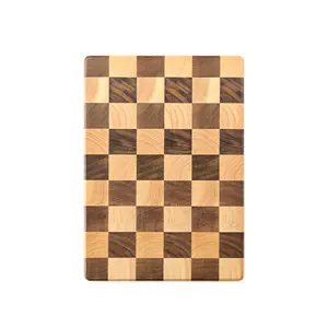 Papan potong kayu Solid Acacia checkerboard kualitas tinggi untuk klasifikasi dapur buah