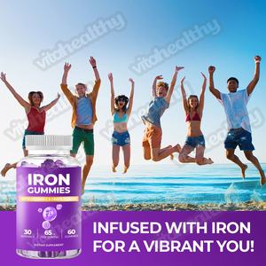 Integratore di Ferro in Caramelle Gommose Vitahealthy, Vitamine Vegane, Integratore Alimentare Multivitaminico con Ferro - Product Image 4