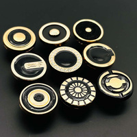 Boutons de jeans en métal émaillé noir et or brillant de qualité supérieure, attaches en laiton pour denim avec bordure en strass de luxe, accessoires de mode pour casquettes