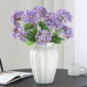 Two Headed Wooden <b>Hydrangea</b> <b>Artificial</b> <b>Flower</b> White Plastic Silk Natural Touch Wedding Home Decoration - Product Image 4