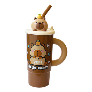 Cruhre Mello Cappy <b>Insulated</b> <b>Mug</b> 515Ml With Handle And Straw Bear Design For Office Desk Use - Product Image 3