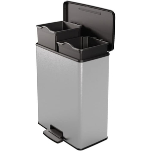 Cestino per Rifiuti con Pedale per Riciclaggio 26+26 L in Acciaio Metallizzato a Doppio Scomparto per Uso in Cucina - Product Image 1