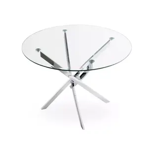 Popular Home Modern Round Thickness 10mm Tempered Glass Dining Table Living Room Home Office