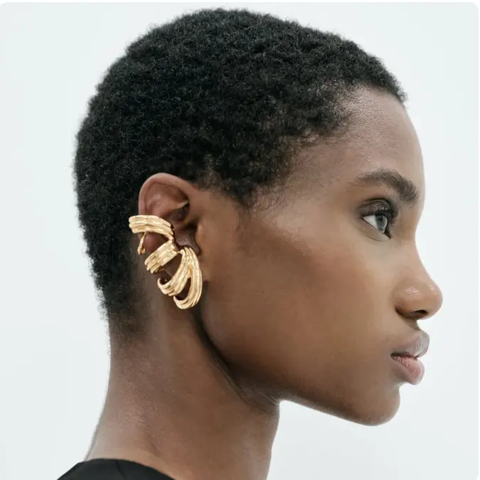 New ZA stud Earrings Metal gold plated Loop Full Ear Earrings for Women Statement Jewelry Wholesale