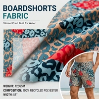 Tissu en polyester recyclé écologique certifié Oeko-Tex GRS, imprimé avec une texture peau de pêche et une finition effet marquage à l'eau, pour boardshorts