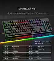 Clavier de jeu ergonomique RVB USB Type-C 104 touches pleine taille, résistant aux déversements, durable pour PC portable et de bureau, pour joueurs (version anglaise)