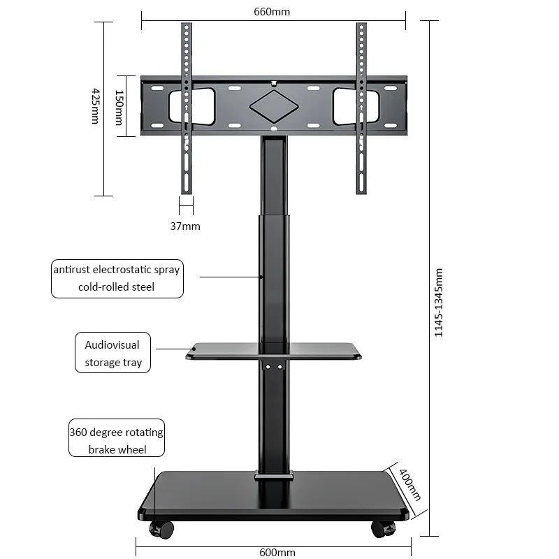 New Load Capacity and 600x400 Vesa Fixed Tv Wall Mount Bracket Stand Fits 26 to 65 Inch Flat Screen TV up to 88 LBS