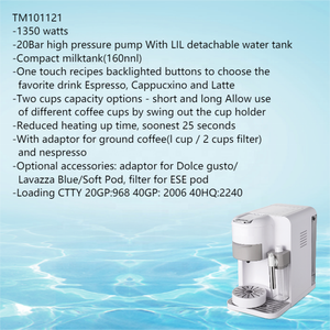 Thema Offre Spéciale 2in1 Espresso Cappuccino Capsule Making Capsule Machine à café avec pot à lait - Product Image 3