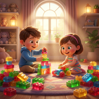 Venta al por mayor OEM: Caramelos de goma 4D con forma de bloques de construcción, dulces de gelatina DIY con forma de ladrillo, caramelos blandos con sabor a frutas para niños, snack creativo.