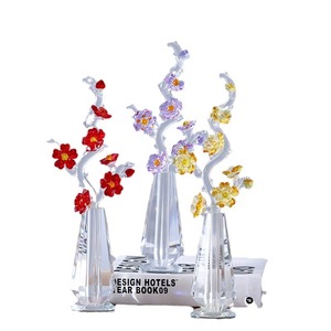 <b>Crystal</b> Plum Blossom Ornament <b>Set</b> Octagon Shape Transparent Color Home Decoration Gift Collection Laser Engraved - Product Image 5