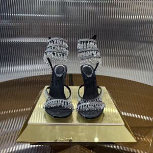 Sandali avvolgenti con tacco a <span class=keywords><strong>spillo</strong></span>, cristalli e nappine, scarpe da sposa firmate donna, tacchi alti di lusso - Product Image 2