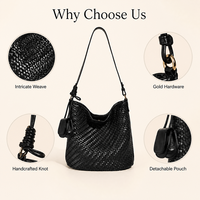Handgemaakte Intrecciato tas van zacht PU leer, veganistisch leer, grote capaciteit, schoudertas/crossbody tas voor dames, lente 2026.