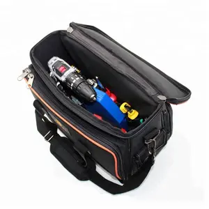 Black Fully Expanded Computer Professional Waterproof Storage Tool Kit Bag With Shoulder Belt