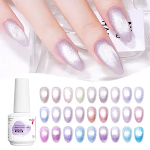 Missgel alta calidad burbuja cristal brillo ojo de gato Gel uñas Color vegano Etiqueta Privada Luz de luna ojo de gato imán Gel polaco