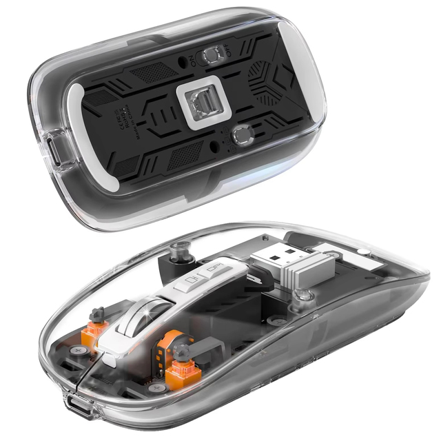 New Transparent Magnetic Mouse Triple Mode Compatible Wireless Rechargeable Suitable for Pc Games and Office