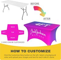 Housse de table extensible en spandex imperméable, résistante aux plis, écologique, avec logo personnalisé imprimé, 6 pieds/8 pieds, pour événements