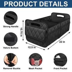BEELAND negro 50L <span class=keywords><strong>600D</strong></span> poliéster maletero organizador impermeable plegable maletero organizador para SUV - Product Image 3