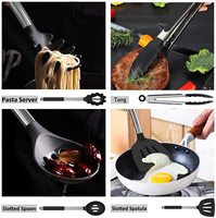 15 Pièces Ustensiles De Cuisine Ensemble avec Résistant À La Chaleur SANS BPA Silicone et Poignée En Acier Inoxydable Ensemble D'ustensiles De Cuisine En Silicone