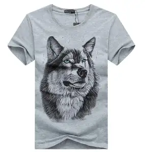 Camiseta masculina de manga curta, camiseta de tamanho grande para homens, estampada com lobo 3d, estilo jovem, para o verão S-5XL