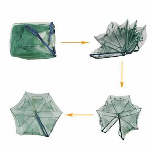 Hochwertiges tragbares Krabben köder fallen aus Nylon Garnelen-Fischernetz Langlebiges, zusammen klappbares Einzelknoten-Gussnetz mit 6 8 10 12 16 20 Löchern - Product Image 5
