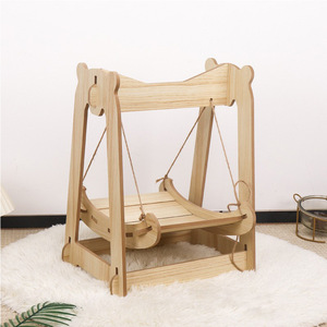 Wooden Rocking Cat <b>Swing</b> Double Layer Anti Tipping <b>Hammock</b> For Small Cats Pet Furniture - Product Image 3