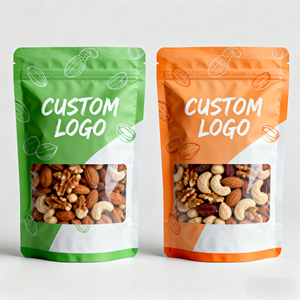 MOQ 500PCS Eco-Friendly Wholesale Custom Printed Logo Kraft <b>Nut</b> Packaging Bags Stand up Pouch for <b>Nut</b> with Zipper and Window - Product Image 2