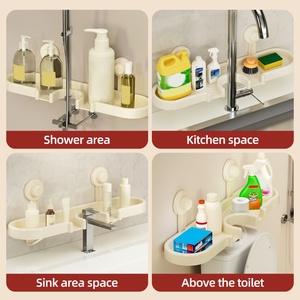Estante de Almacenamiento para Lavabo, Organizador de Maquillaje Multifuncional de Plástico para Baño, Barra para Toallas, Almacenamiento de Pared - Product Image 3
