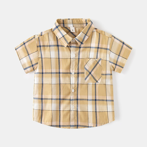 Vêtements d'été pour garçons, <span class=keywords><strong>chemise</strong></span> à manches courtes pour enfants, haut à carreaux ample pour bébé - Product Image 4