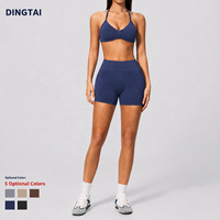 Ensemble de yoga sans couture Dingtai pour femme, soutien-gorge de sport dos nu, short taille haute respirant, grande taille, séchage rapide, polyamide élasthanne GCC