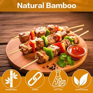 Brochetas de Bambú Natural Reutilizables para Principiantes, de 12 Pulgadas o 30 cm con 4 mm de Diámetro, para Asar Frutas, Cócteles, Kababs y Aperitivos - Product Image 2